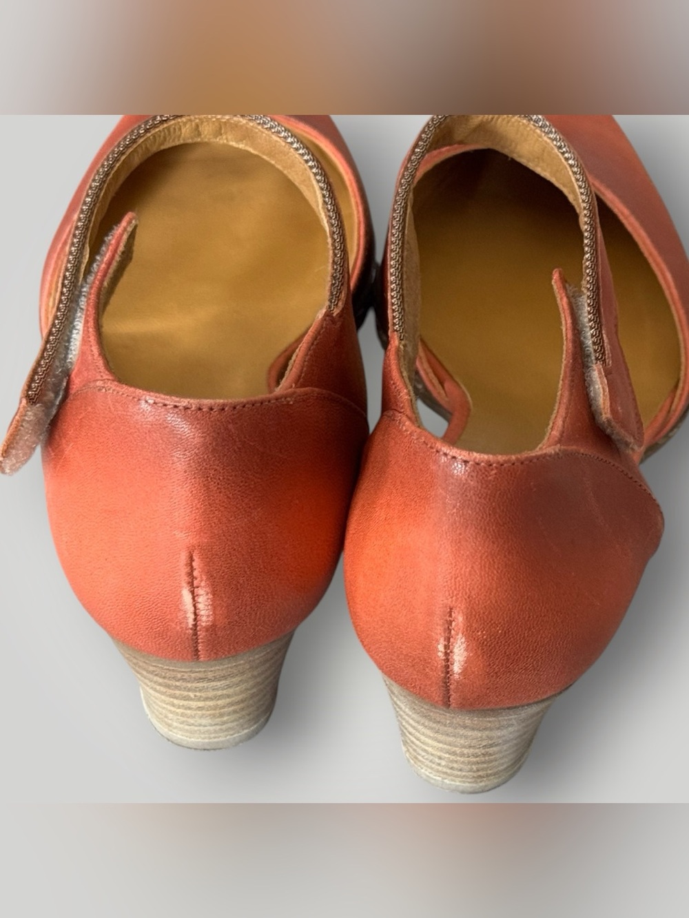 Sundance Coralise Mary Jane Heels Burnt Orange Leather Size 37 France - Picture 4 of 6